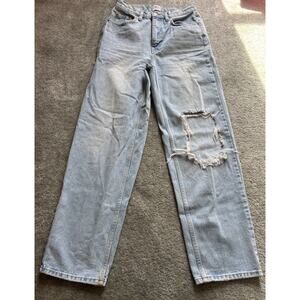 BDG Jeans Womens 28 Blue Denim High Rise Loose Baggy Distressed Pockets